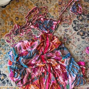 FARM Rio Pink and Blue Tropical Scarf